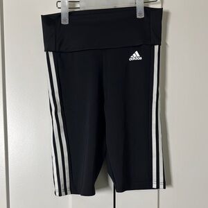 Adidas Black and White Performance Shorts with Iconic Stripes